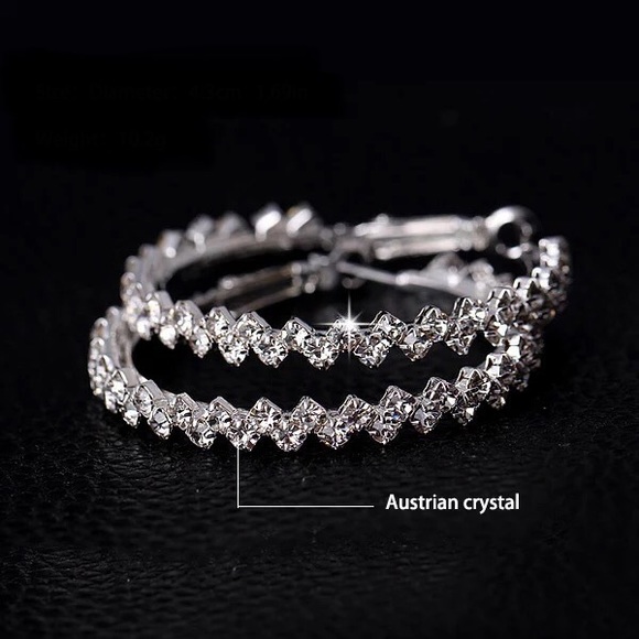 Austrian Crystal Hoop Earrings - Picture 4 of 7